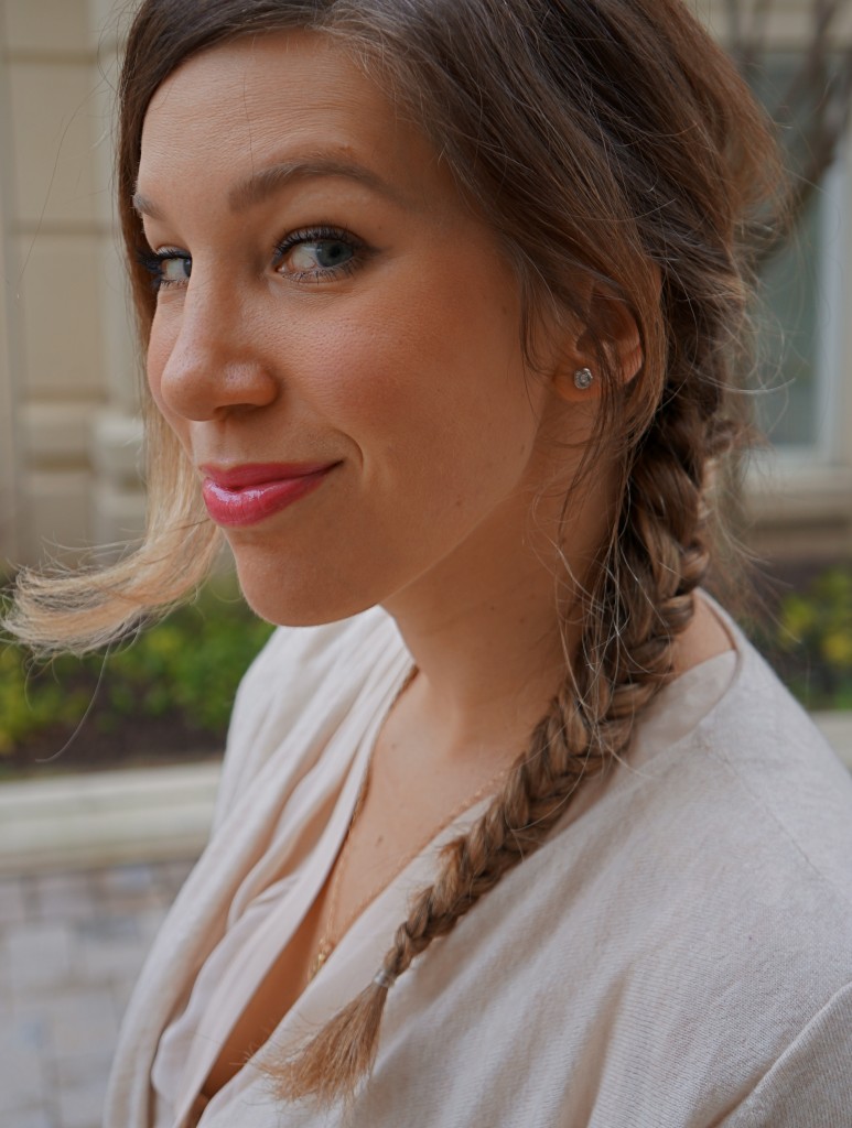 side braid pink lips