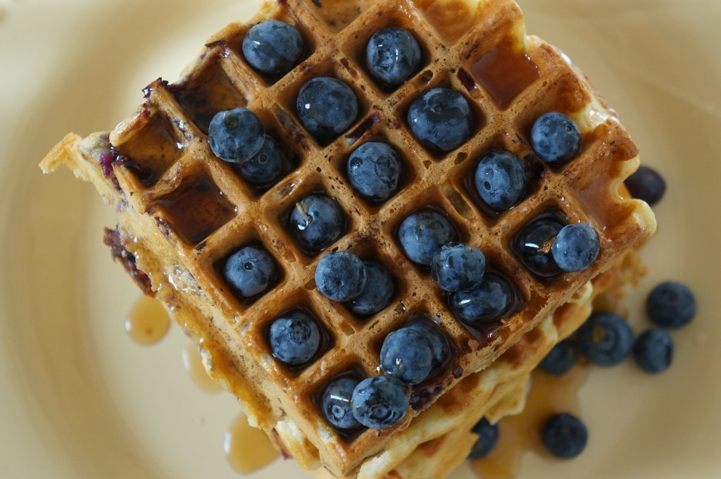 blueberries on waffles