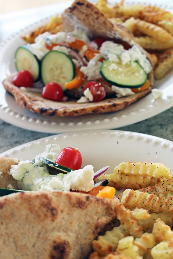 chicken gyros and french fries