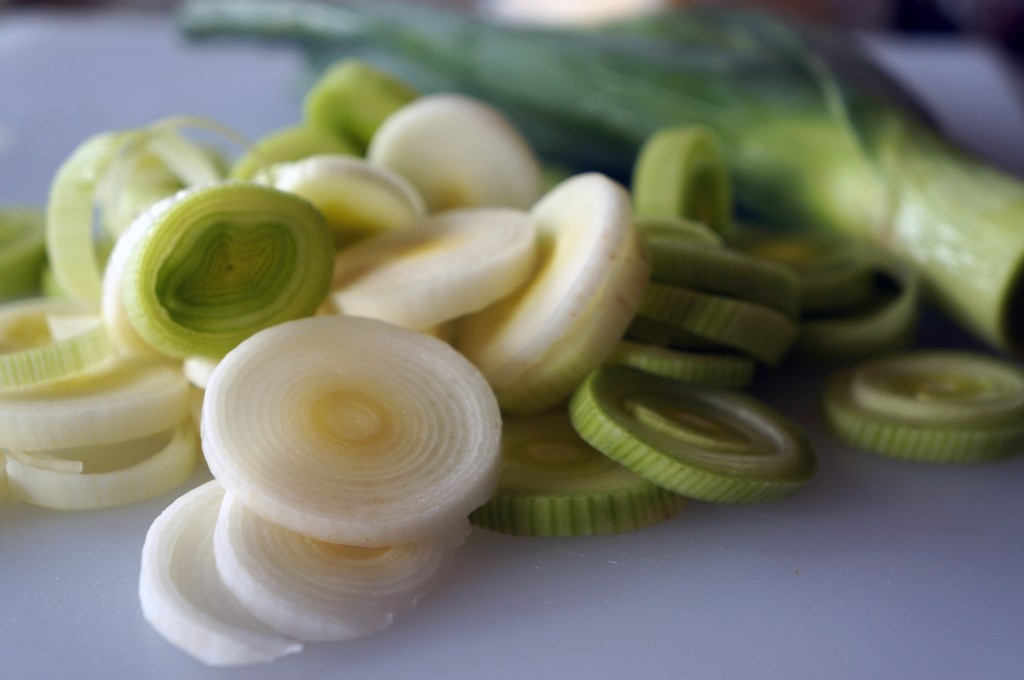 chopped leeks for quiche