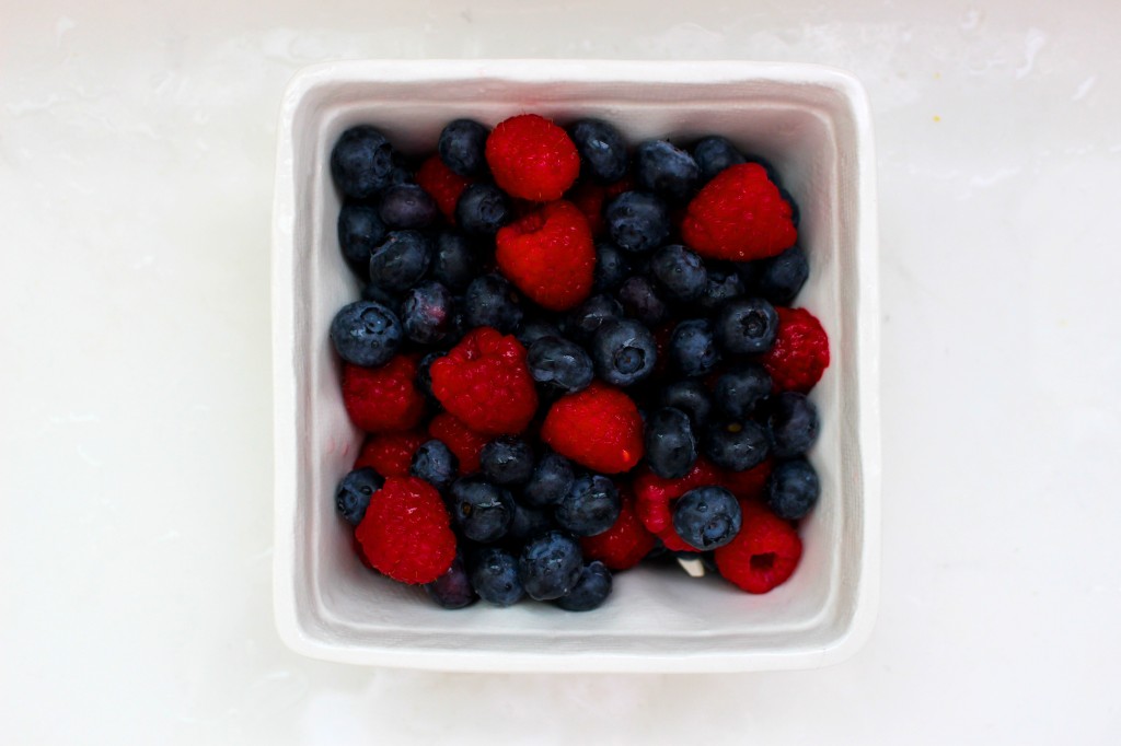 raspberries and blueberries