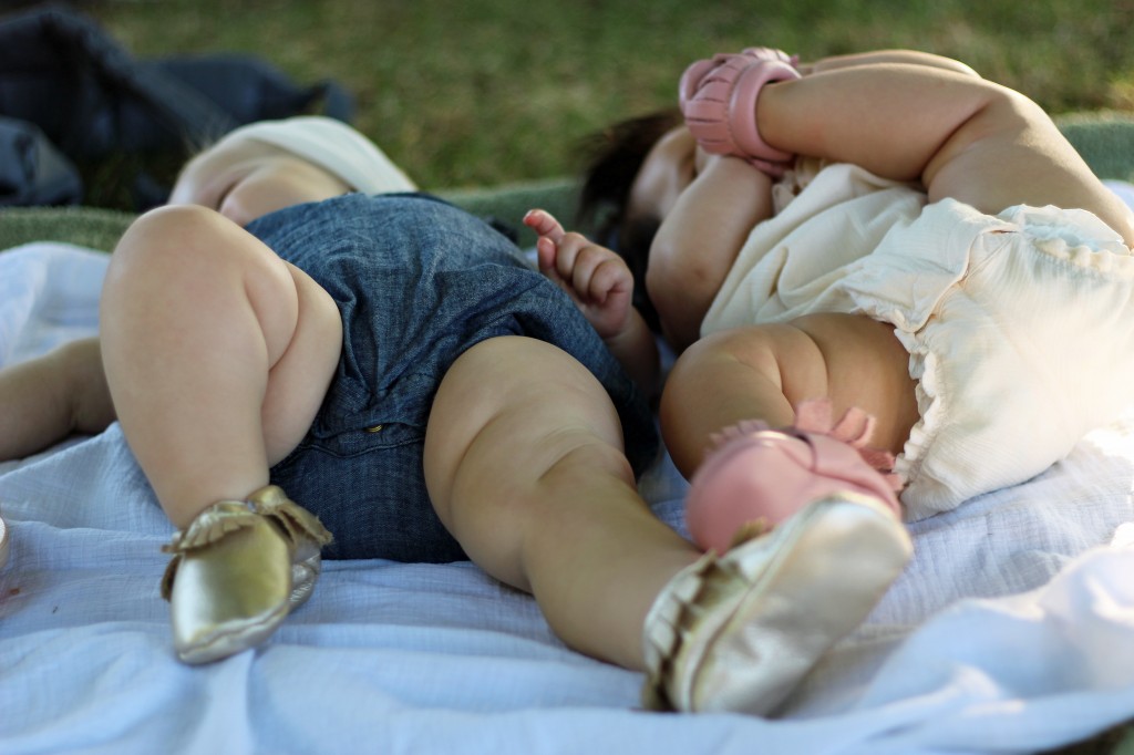 babies in freshly picked mocs