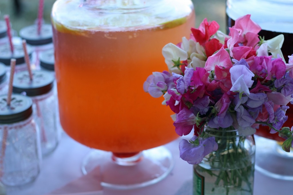 flowers and drink dispenser