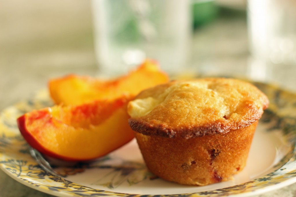 nectarine and cream cheese muffin