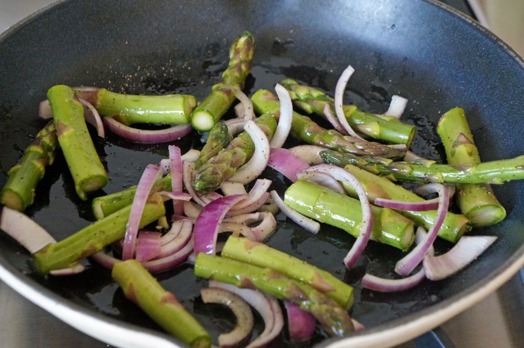 sauteed asparagus and onions