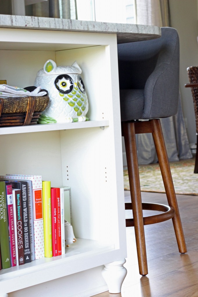 shelves in center island