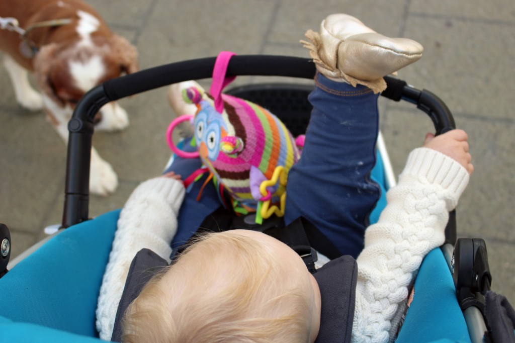 baby lounging in stroller