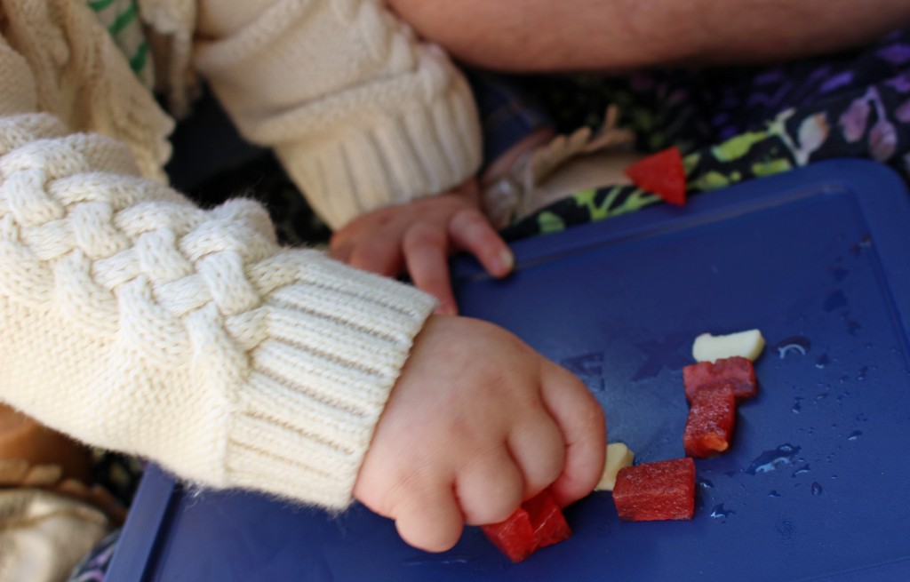 baby picking up food