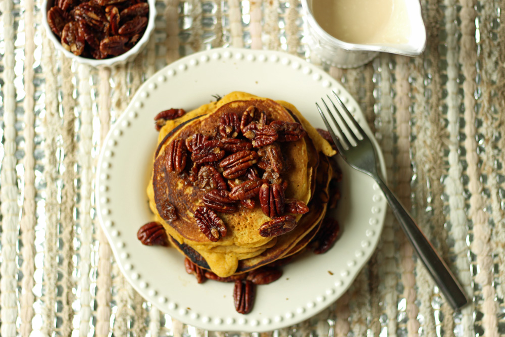 candied pecans and pumpkin pancakes