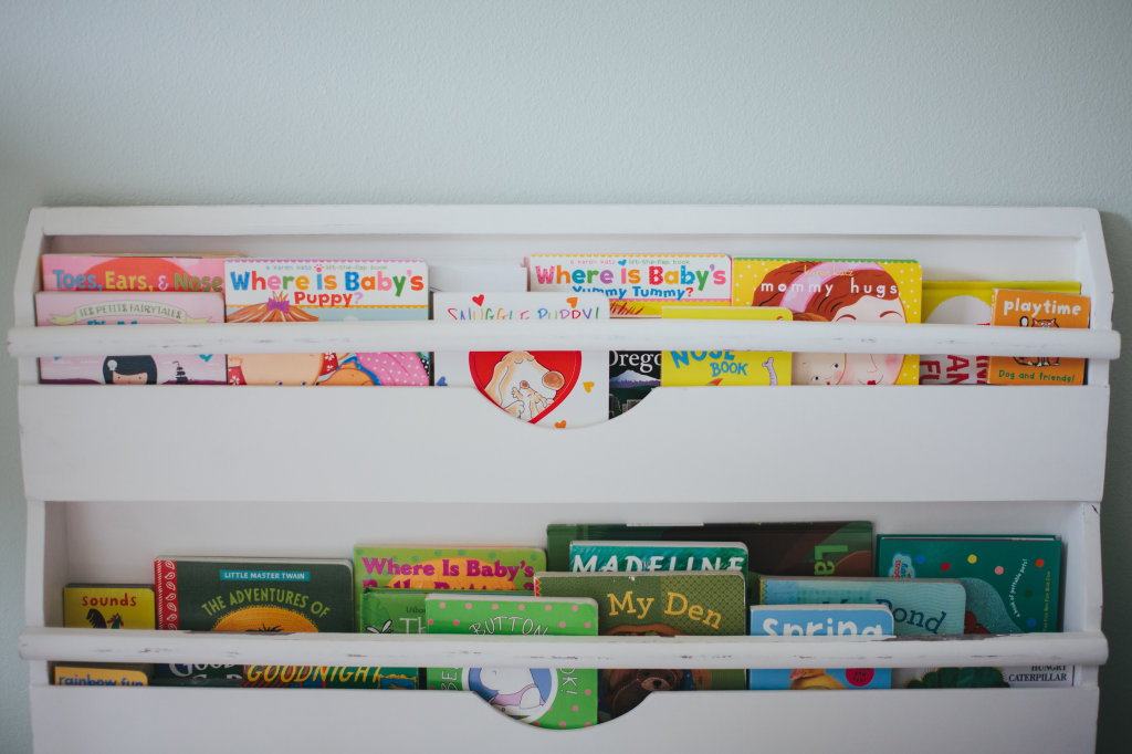 book shelf in nursery