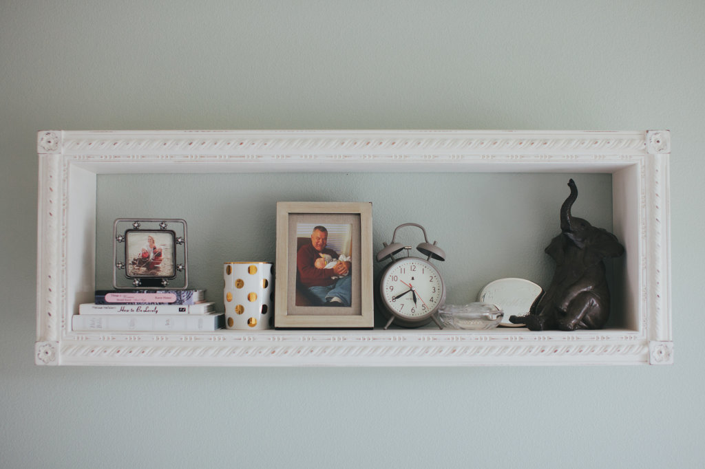 sentimental shelf in nursery