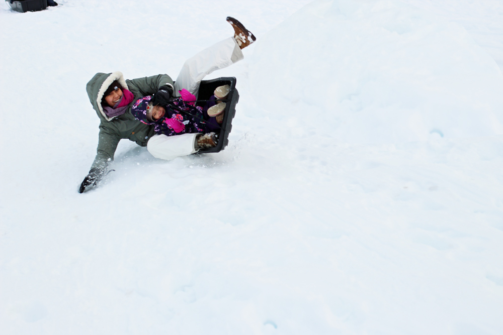 sledding wipeout