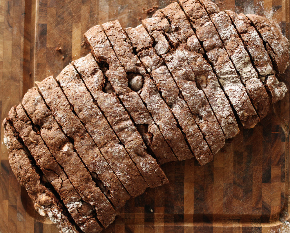 chocolate biscotti with mint chocolate coating