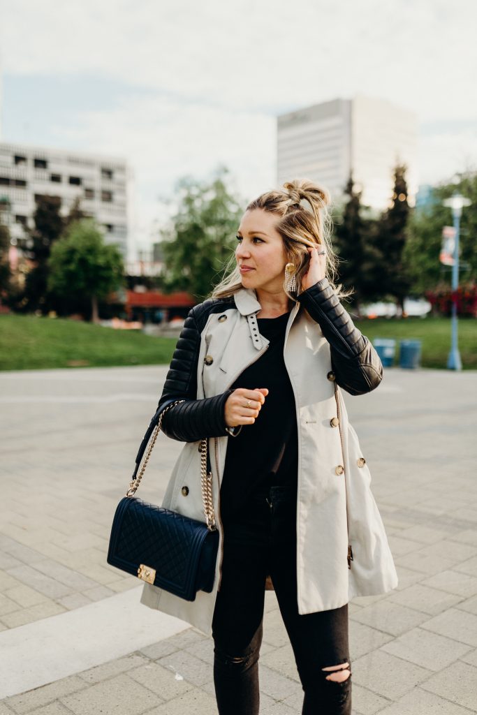 burberry leather sleeved trench