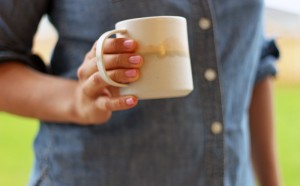 paper and clay mug