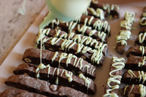 chocolate biscotti with mint chocolate coating