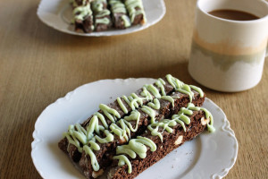 chocolate biscotti with mint chocolate coating